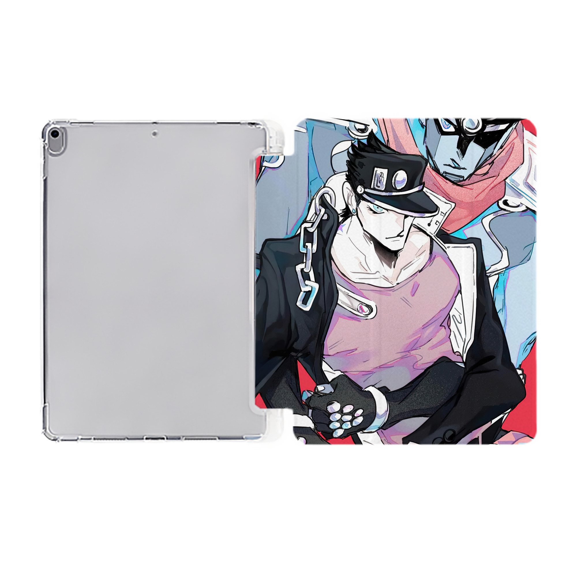 （画像用） ジョジョの奇妙な冒険 JoJo's Bizarre Adventure IPad ケース ペン収納付き 三つ折りスタンド PUレザー×シリコン 対応機種9.5/10.5/10.9インチ